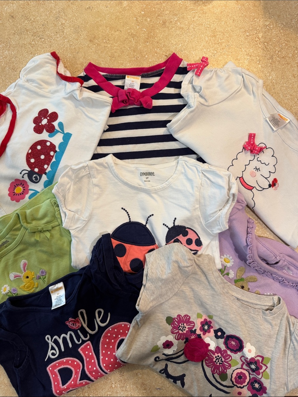 Gymboree Girls Multi-Color Short Sleeve Graphic Tees Bundle